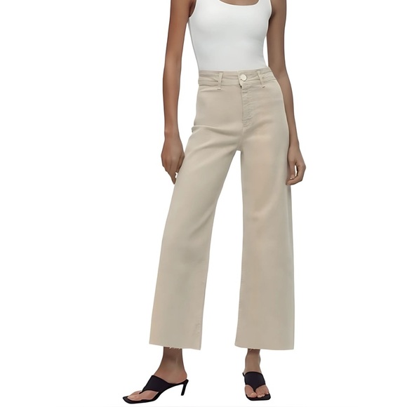 Zara Light Gray Straight Leg Jeans High-Waisted - Picture 1 of 10